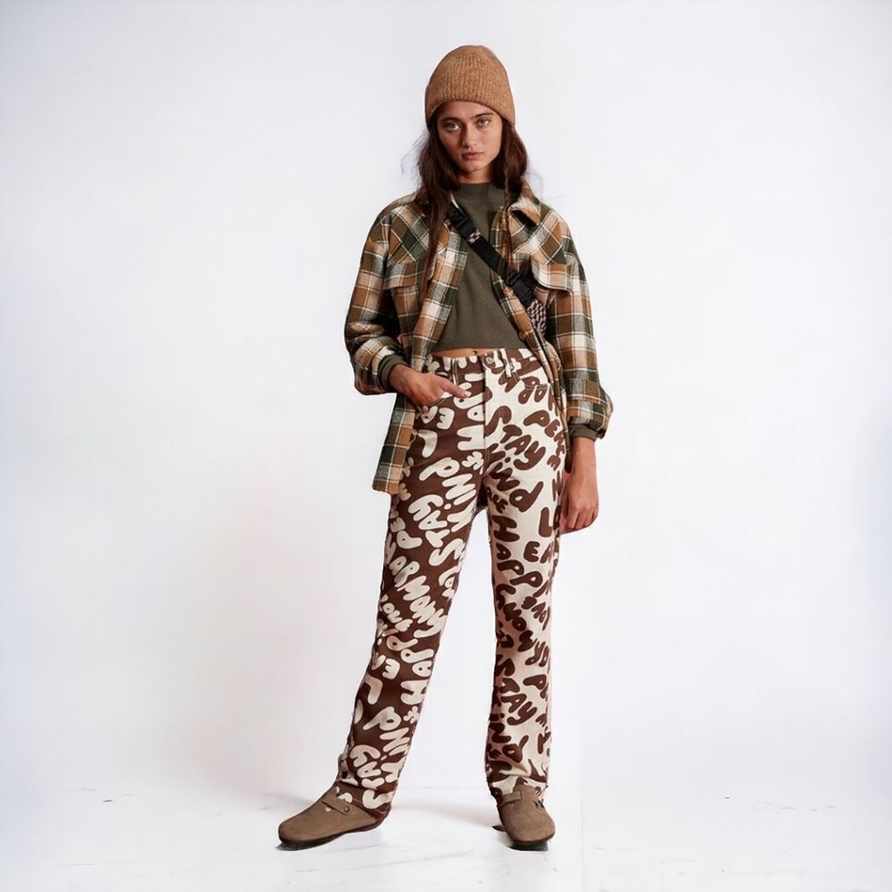 PacSun Women’s Dad Jeans High Rise Straight Two Tone Peace Print Skater 28 - Picture 2 of 15
